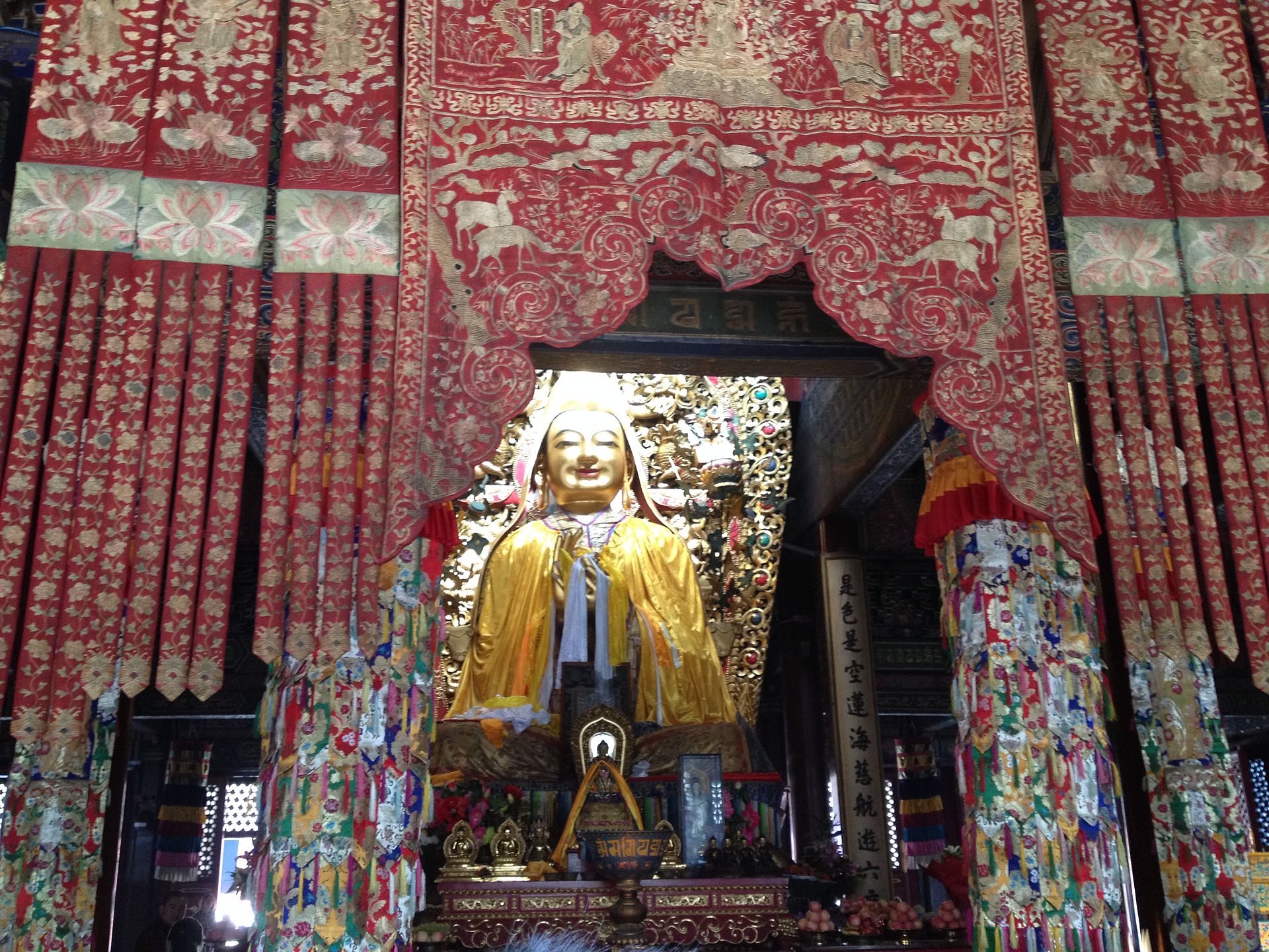 A gilded statue inside Lama Temple in Beijing.