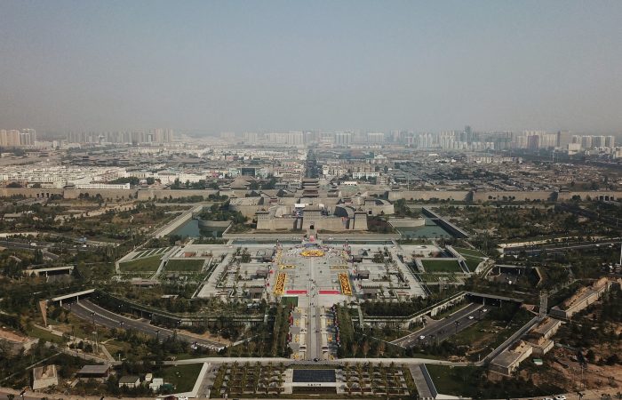 Datong city skyline with historic gate and walls