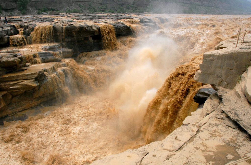 Hukou Waterfall surging through the Yellow River gorge