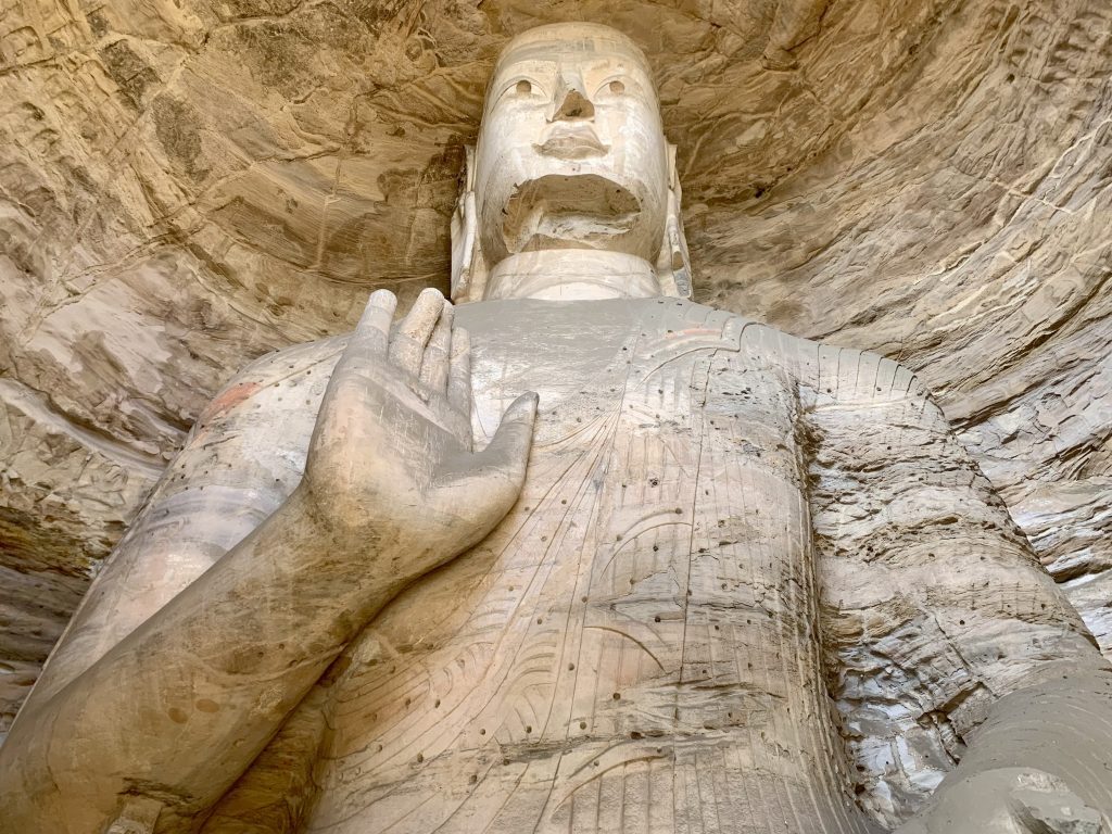 Exterior view of Cave 19 at the Yungang Grottoes near Datong, Shanxi.