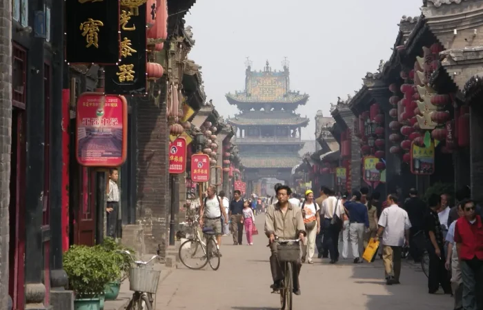 View across the walls and rooftops of Pingyao Ancient City