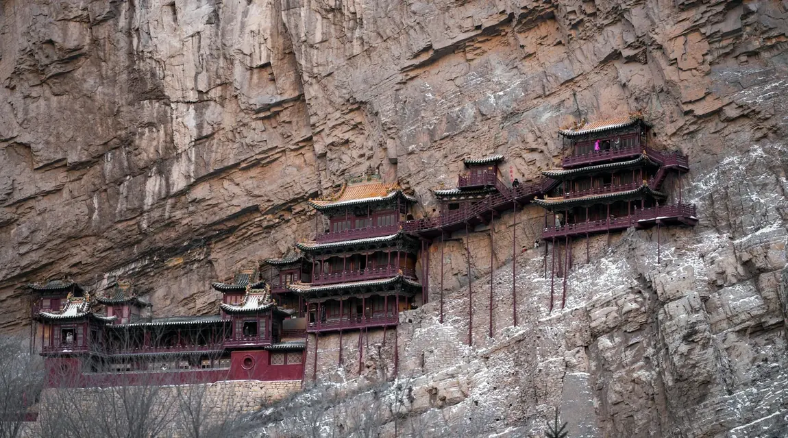 Hanging Temple built into a Shanxi cliff face